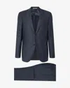 Corneliani Blue Wool Flannel And Cashmere Suit With Herringbone Pattern In Blue