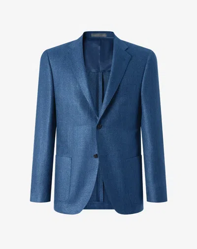 Corneliani Blue Wool, Silk And Linen Jacket