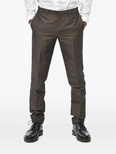 Corneliani Bouclé-texture Hidden-button Trousers In Green