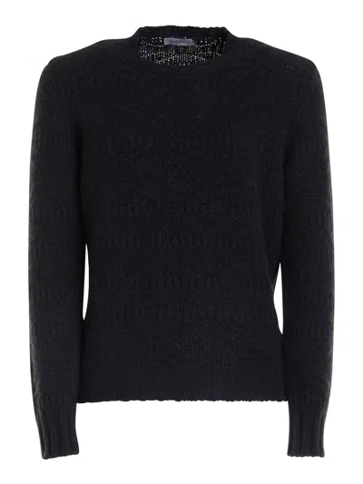 Corneliani Braided Long Sleeve Sweater In Negro