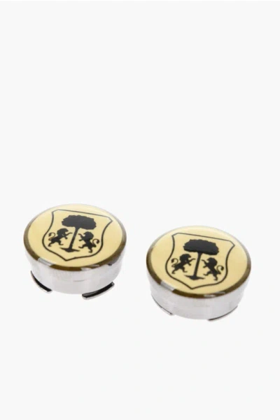 Corneliani Brass Button Covers With Emblem In Sand