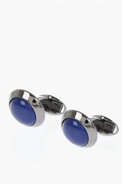 Corneliani Brass Cufflinks With Lapis Lazule