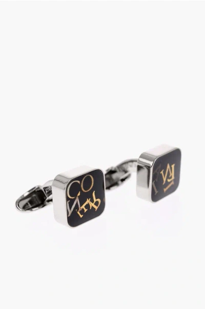 Corneliani Brass Cufflinks With Logo In Metallic
