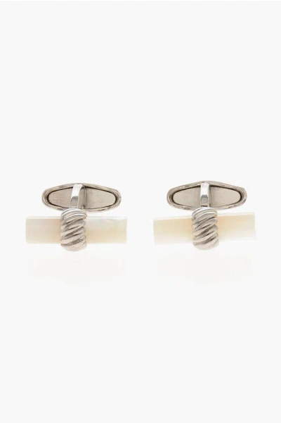 Corneliani Brass Cufflinks With Mother Of Pearl Detail Grösse Unica