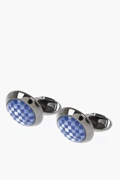 Corneliani Brass Cufflinks With Nacre And Lapislazuli