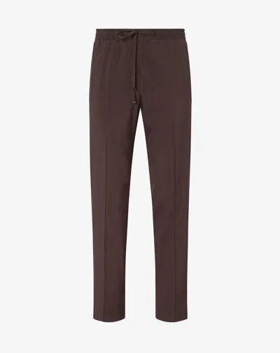 Corneliani Brown 160's Wool And Stretch Silk Trousers