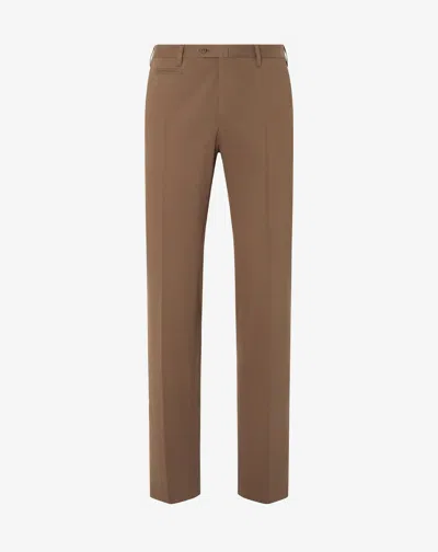 Corneliani Brown Cotton Gabardine And Cashmere Trousers
