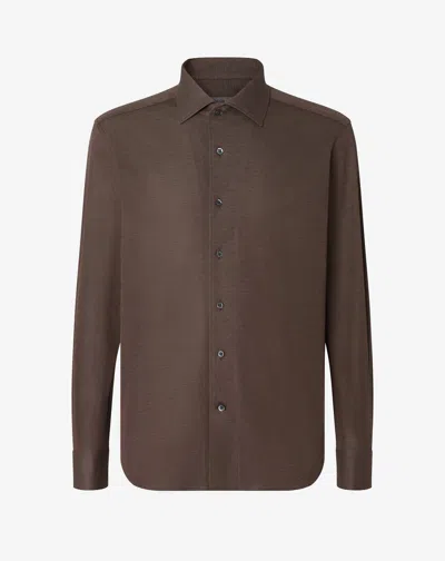 Corneliani Brown Cotton Jersey Shirt