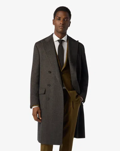 Corneliani Brown Double-breasted Coat In Wool Beaver And Cashmere