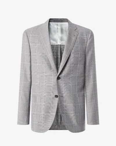 Corneliani Brown Glen Plaid Extra Fine Wool Jacket In Gray