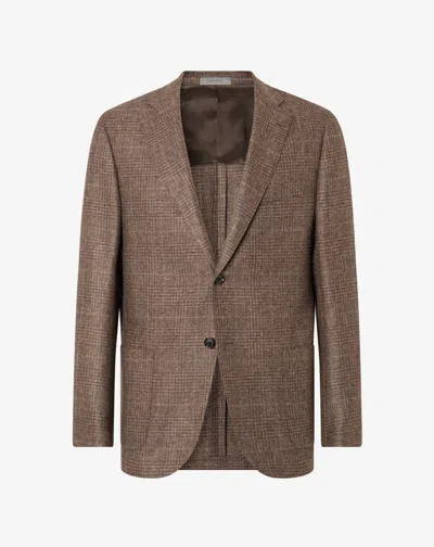 Corneliani Brown Glen Plaid Wool Jacket
