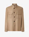 Corneliani Brown Linen Twill Overshirt In Multi