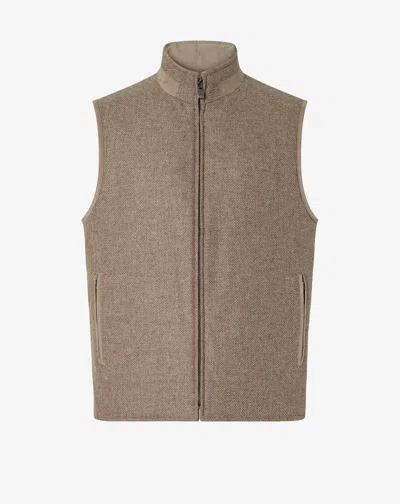 Corneliani Brown Micropatterned Wool And Cashmere Waistcoat