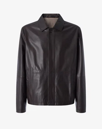 Corneliani Brown Nappa Leather Jacket