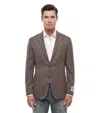 Corneliani Brown Notched Lapel Blazer In Multi