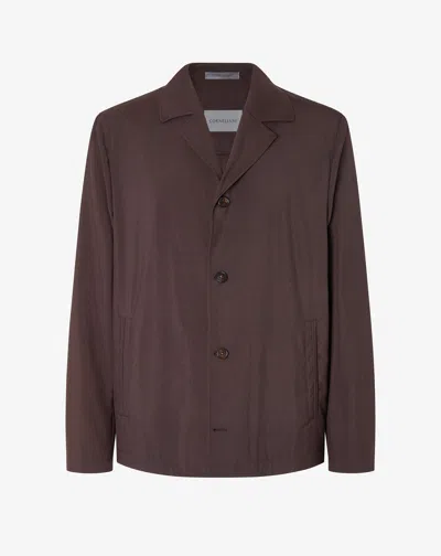 Corneliani Brown Overshirt Made From Super Light Wool And Silk Poplin In Burgundy
