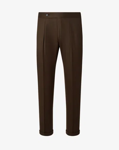 CORNELIANI BROWN PURE WOOL FLANNEL TROUSERS