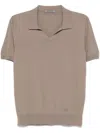 Corneliani Brown Short-sleeved Sweater With Classic Polo Collar