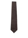 Corneliani Brown Silk Tie With Little Flowers  In Brown
