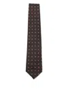 Corneliani Brown Silk Tie With Little Flowers  In Brown