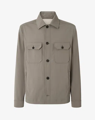 Corneliani Brown Technical Wool Overshirt In Gray