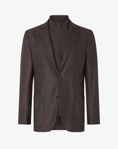 Corneliani Brown Wool Twill Jacket With Detachable Vest