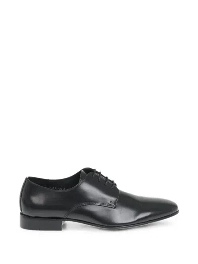 Corneliani Brushed Leather Derby Shoes In Black