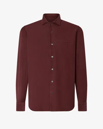 Corneliani Burgundy Cotton Velvet Shirt In Red