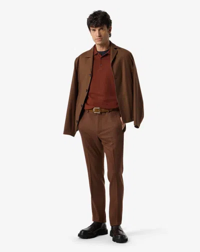 Corneliani Burned Earth Pure Wool Chinos In Brown