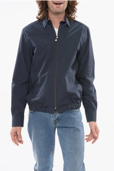 Corneliani Button-down Collar Windbreaker Jacket In Blue
