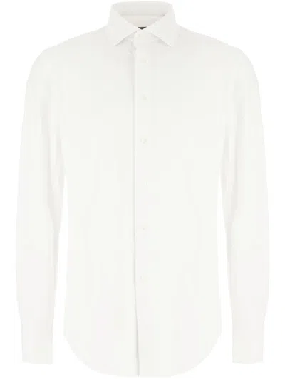 Corneliani Button-down White Shirt With Soft Stretch Fabric