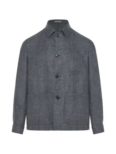 Corneliani Button Pocket Shirt Jacket In Gray