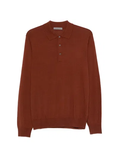 Corneliani Button Polo Shirt In Brown