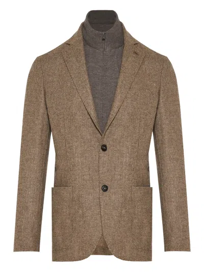 Corneliani Button-up Blazer In Brown