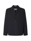 Corneliani Button Virgin Wool Overshirt In Blue