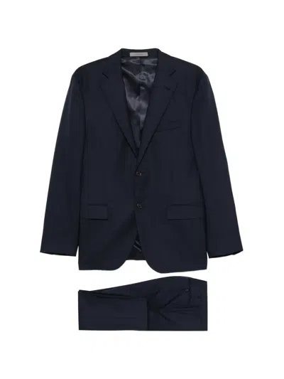 Corneliani Button Virgin-wool Suit In Blue