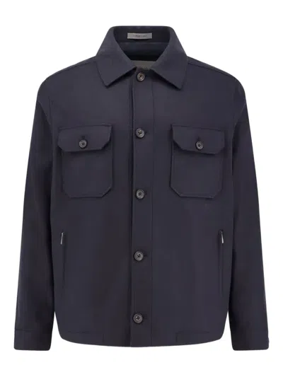 Corneliani Button Welt Pocket Jacket In Blue