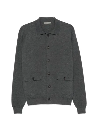 Corneliani Button-down Flap-pocket Sweater In Gray