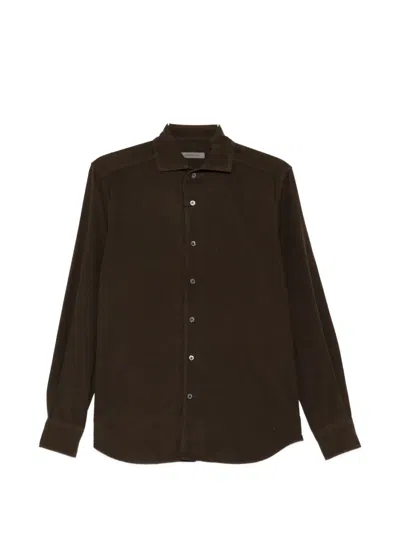 Corneliani Buttoned Corduroy Shirt In Brown