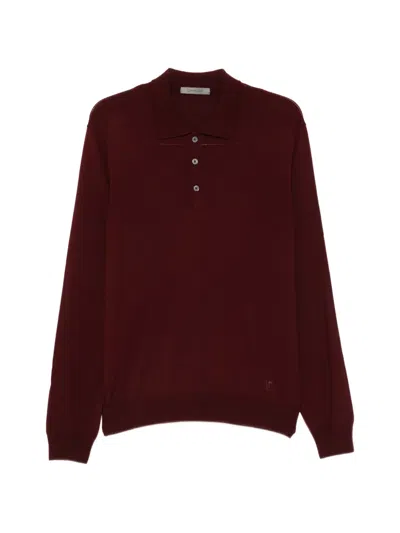 Corneliani Buttoned Polo Shirt In Burgundy