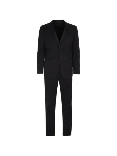 Corneliani Buttoned Wool Suit In Black