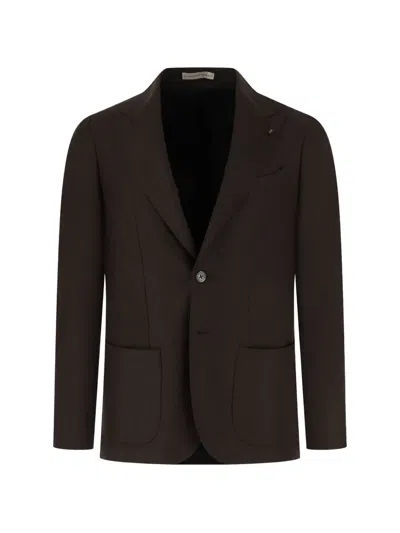 Corneliani Button-fastening Blazer In Brown
