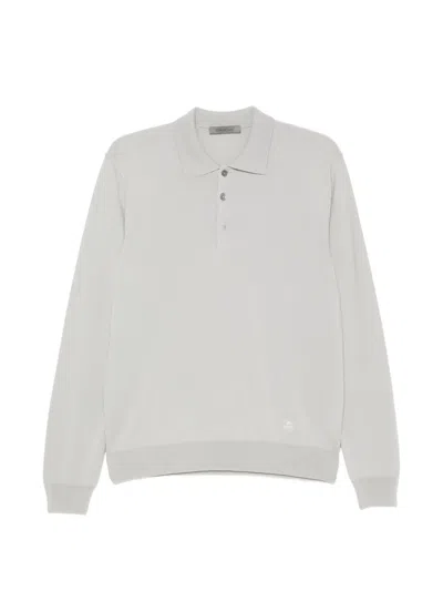 Corneliani Button-up Collar Polo Sweater In Gray