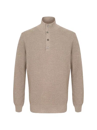 Corneliani Button-up Knit Sweater In Neutral