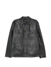 Corneliani Button-up Leather Coat In Black