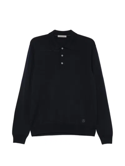 Corneliani Button-up Polo Sweater In Black