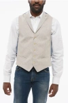 Corneliani C Collection 5 Buttons Linen Blend Vest With Jetted Pockets In White