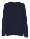 Corneliani Cable-knit Crew-neck Sweater In Blue
