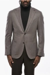 Corneliani Cashmere And Silk 2 Buttons Blazer With Norch Lapel In Brown