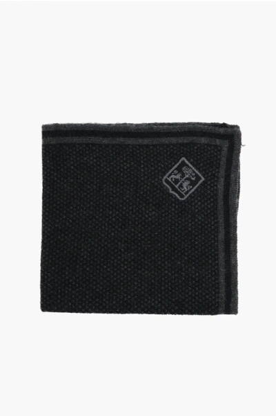 Corneliani Cashmere And Silk Melange Pocket Square In Black